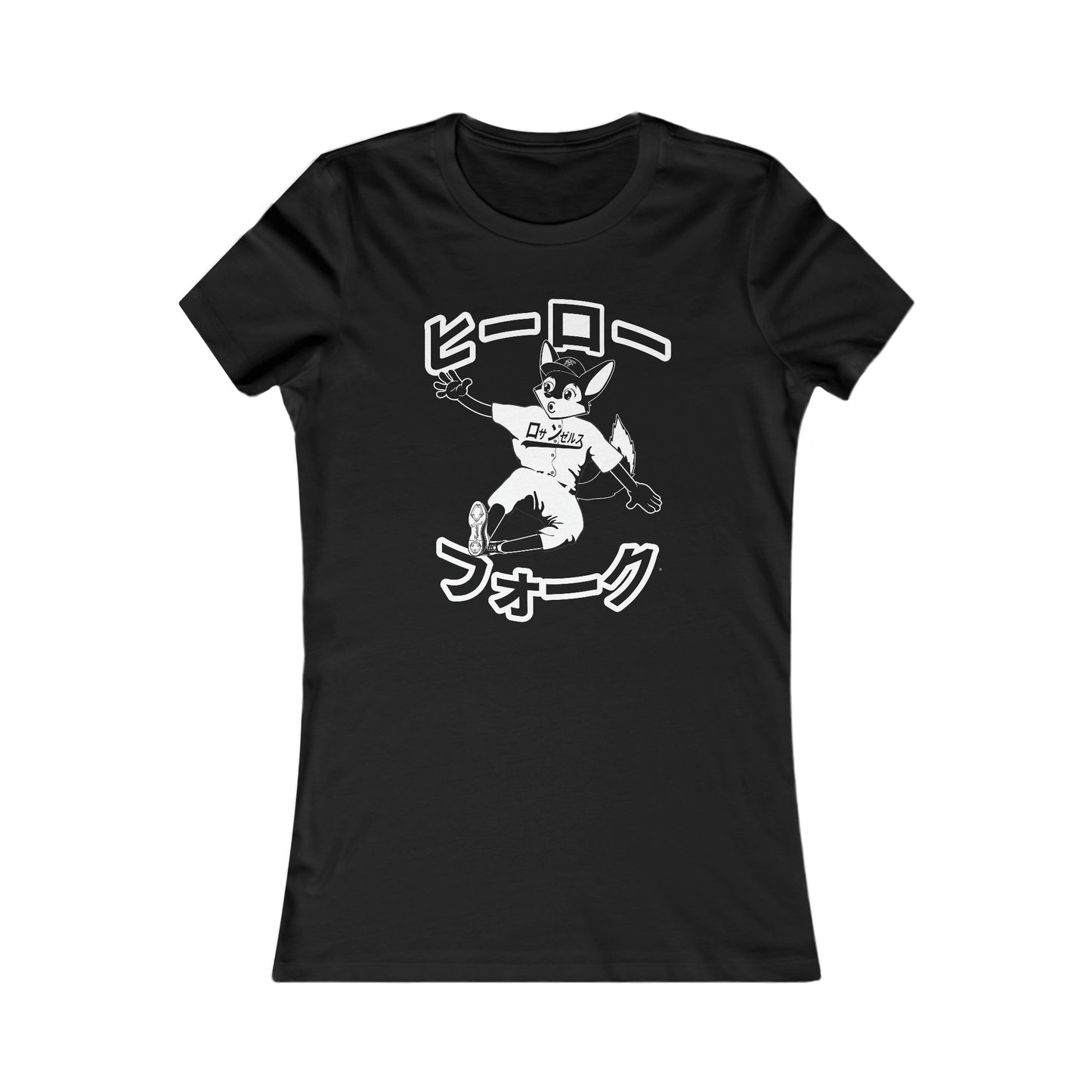 Hero Folk Japanese Slide Women's Black Cotton Crew Tee